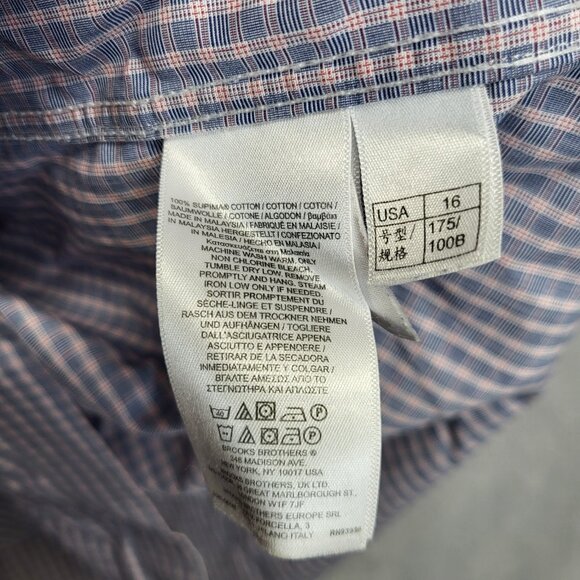 Brooks Brothers Shirt Mens 16 - 34 Madison Checkered Non Iron Supima Cotton - Picture 9 of 9